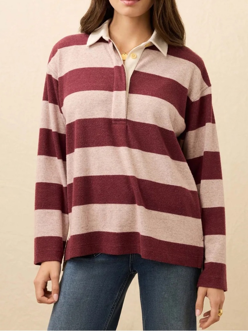 FAHERTY Legend Sweater Rugby Popover - Deep Red Rugby